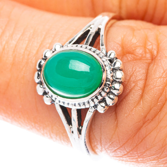 Chrysoprase Ring Size 6.5 (925 Sterling Silver) R5632
