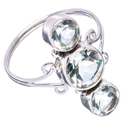 (Classic Series) Green Amethyst Ring Size 8.75 (.925 Sterling Silver)