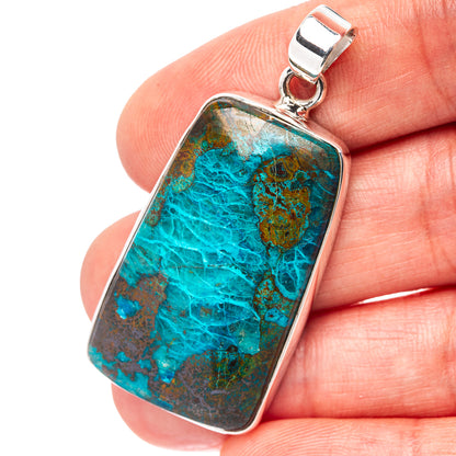 Premium Chrysocolla Pendant 1 7/8" (.925 Sterling Silver)