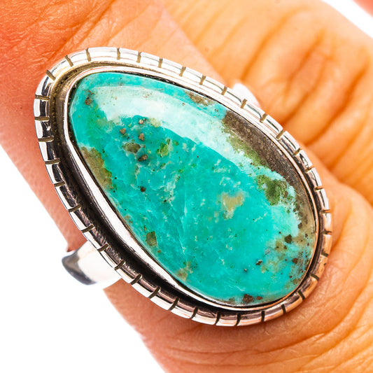 Oval turquoise cabochon .925 sterling silver ring, size 6, bezel setting
