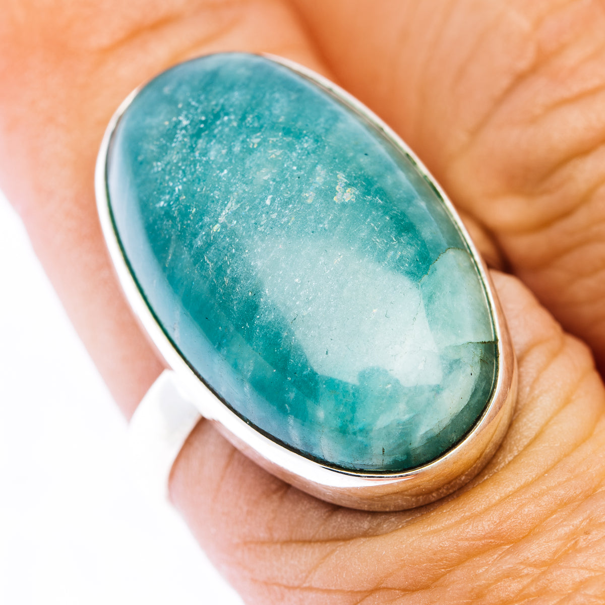 Fire Amazonite Ring Size 8 (.925 Sterling Silver)