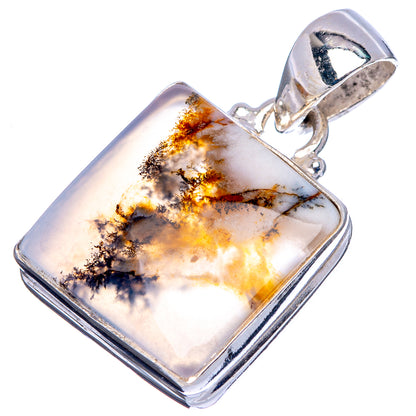 Scenic Dendritic Agate Pendant 1 1/8" (.925 Sterling Silver)