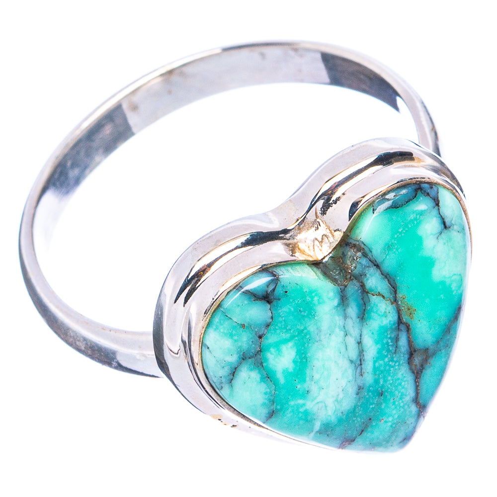 Rare Black Bridge Variscite Heart Ring Size 11.25 (.925 Sterling Silver)