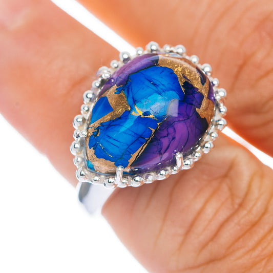 Exclusive Violet Blue Dahlia Mohave Turquoise Ring Size 6.5 (.925 Sterling Silver)