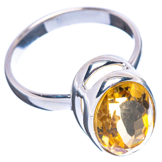 Faceted Citrine Ring Size 8.25 (925 Sterling Silver) R4524