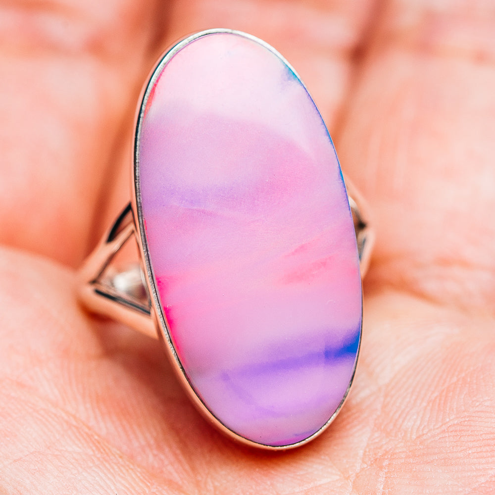 Premium Pink Aurora Opal Ring Size 9 (.925 Sterling Silver)