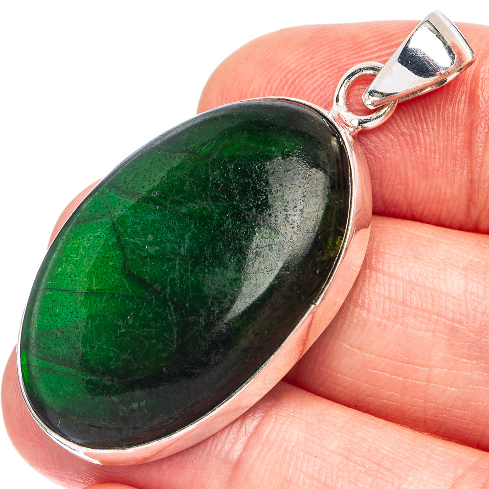 Green Labradorite Pendant 1 3/4" (925 Sterling Silver) P45144