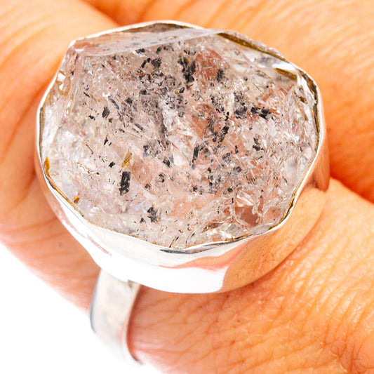 Sterling silver ring with faceted clear crystal centerpiece, size 9
