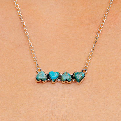 Mojave Turquoise, Honey Dahlia Turquoise Necklace 12 to 19" (.925 Sterling Silver)
