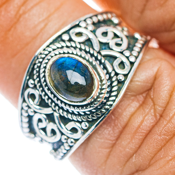 Labradorite Cocktail Ring Size 7.25 (.925 Sterling Silver)