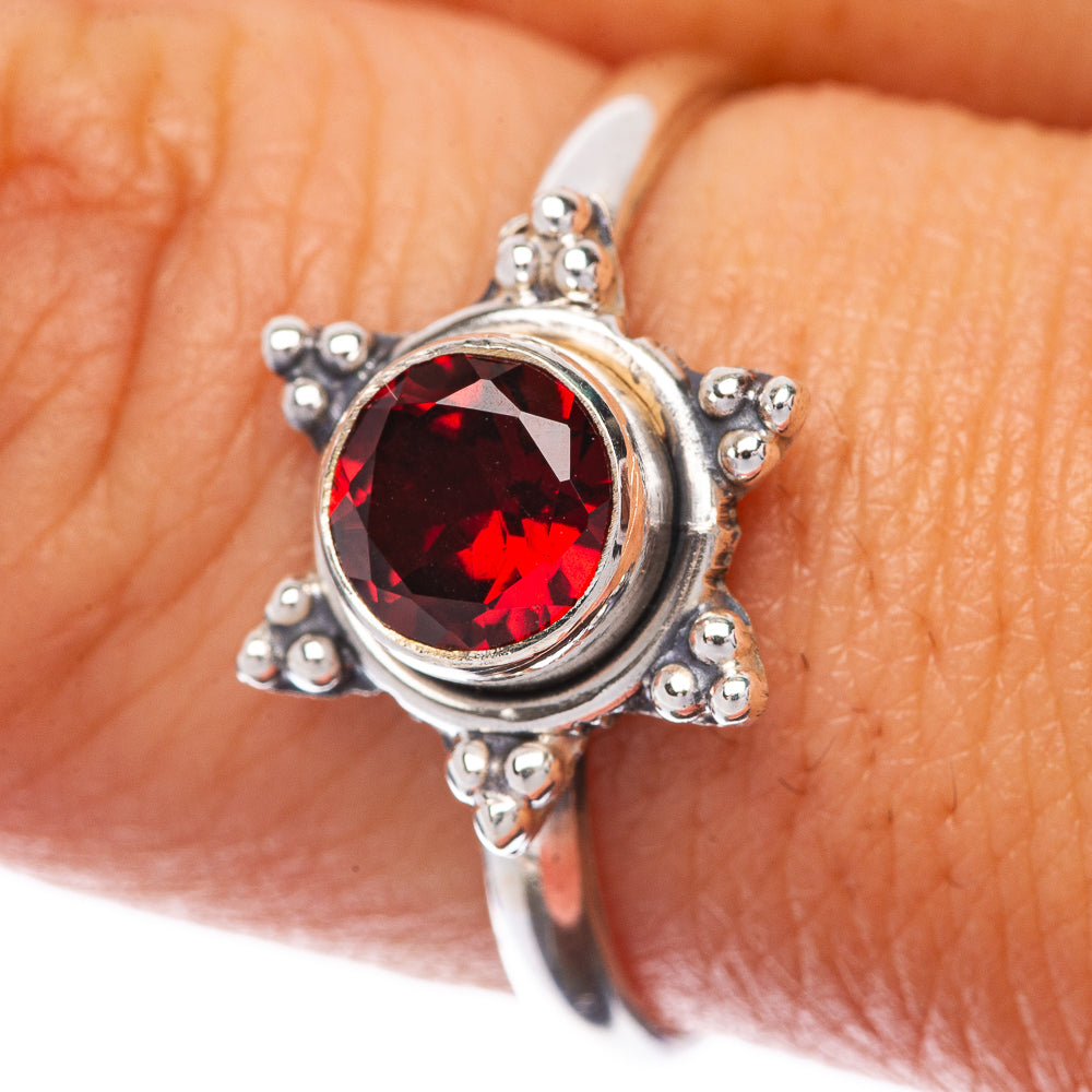 Garnet Dainty Ring Size 8.75 (925 Sterling Silver) R145220