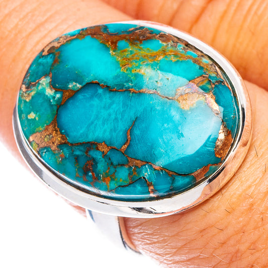 Blue Copper Composite Turquoise Ring Size 8 (925 Sterling Silver) R7112