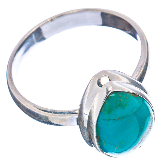 Sterling silver turquoise ring with oval cabochon, side view