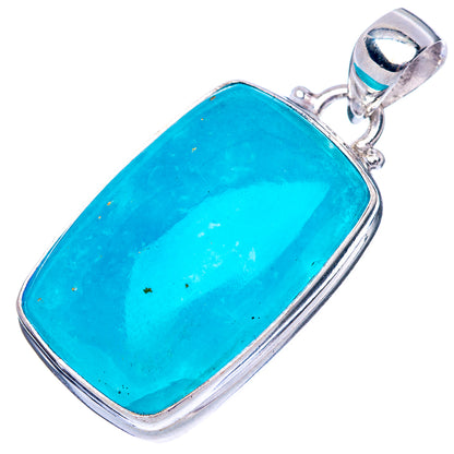Turquoise rectangular gemstone pendant in sterling silver with bail