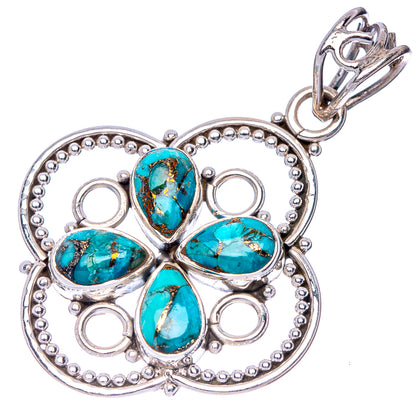 Blue Copper Composite Turquoise Pendant 1 5/8" (925 Sterling Silver) P41102