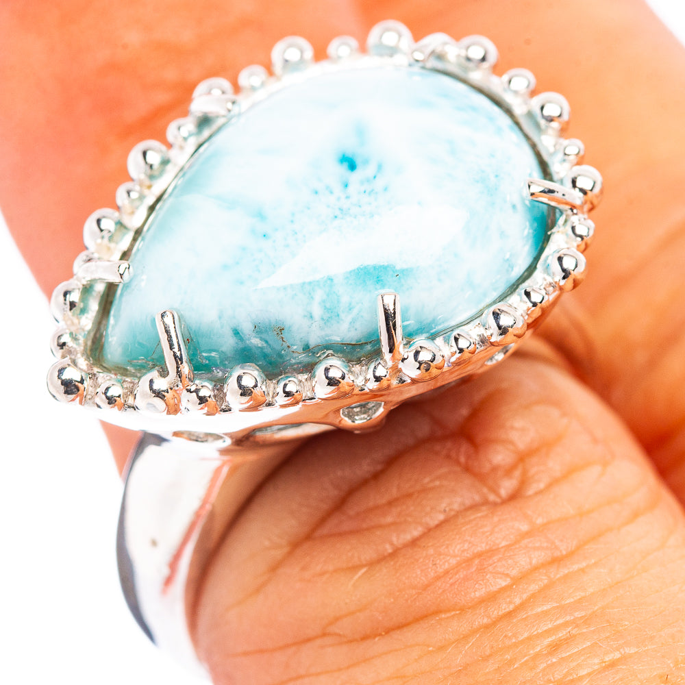 Premium Larimar Ring Size 6.5 (.925 Sterling Silver)