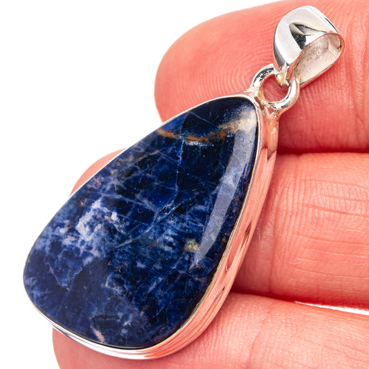 Sodalite teardrop pendant in .925 sterling silver with loop bail