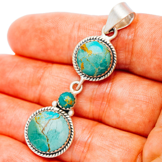 Arizona Turquoise Pendant 2 1/8" (.925 Sterling Silver)