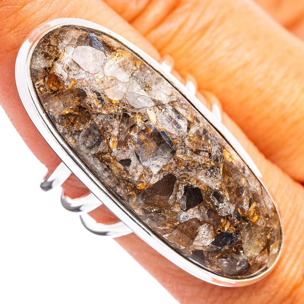 Premium Labradorite & Rainbow Moontone Matrix Ring Size 8.5 (.925 Sterling Silver)