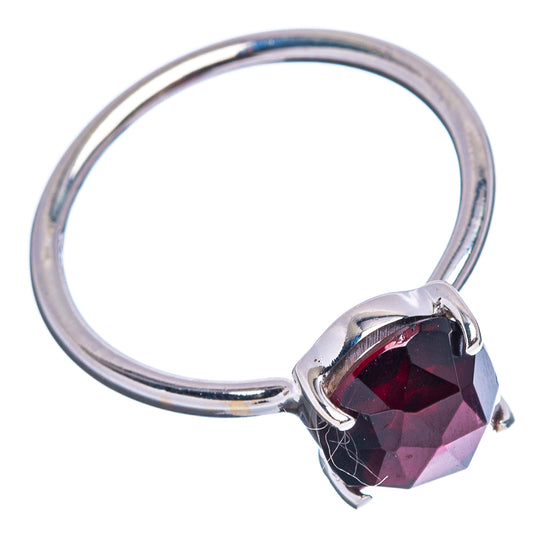 Oval faceted garnet gemstone ring, .925 sterling silver band with prong setting