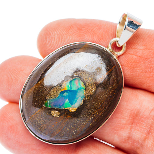 Premium Boulder Opal Pendant 1 3/4" (.925 Sterling Silver)