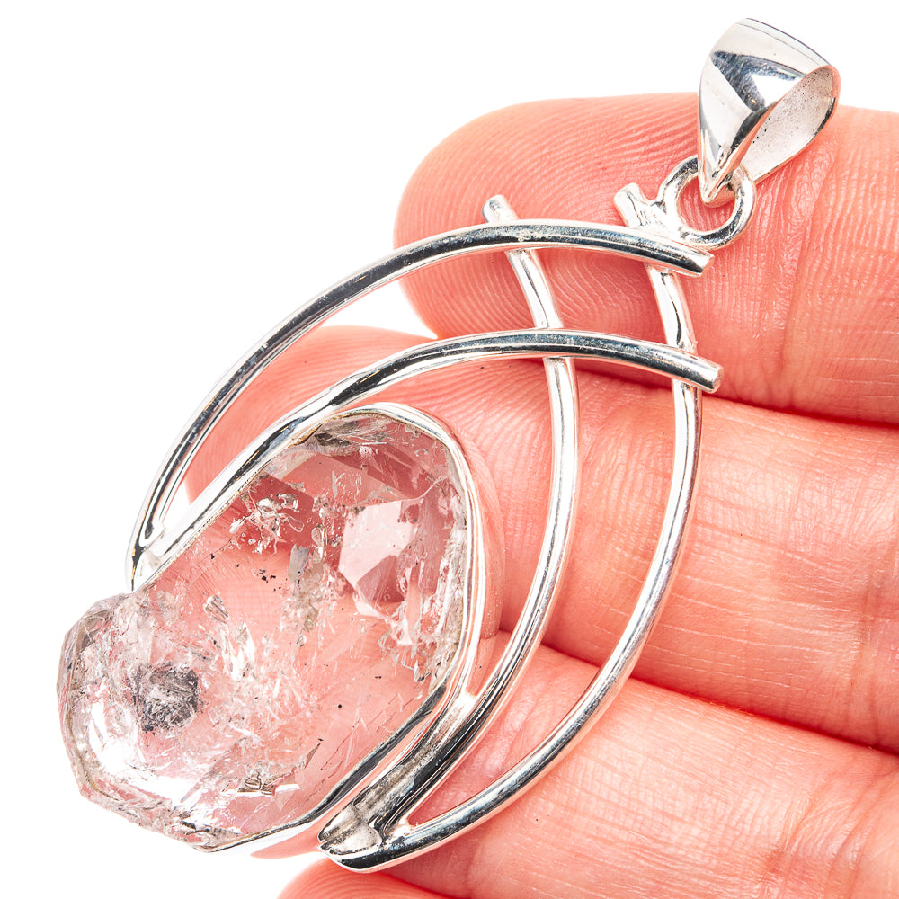 925 sterling silver raw Herkimer diamond pendant with oval faceted crystal