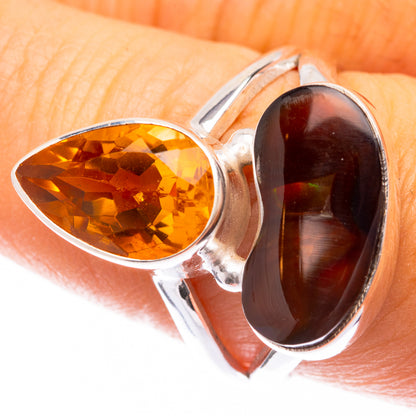Mexican Fire Agate, Citrine Ring Size 8 (925 Sterling Silver) R141534