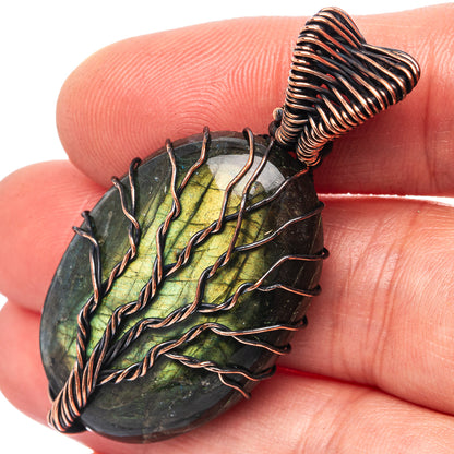 Labradorite Tree of Life Pendant 2" (Oxidized Copper)