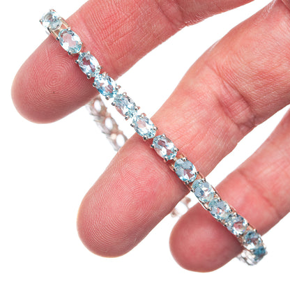 Premium Aquamarine Tennis Bracelet 7" (.925 Sterling Silver)