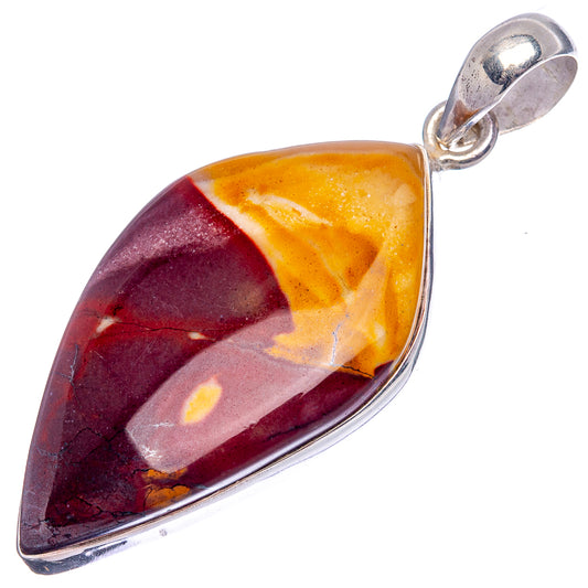 Teardrop mookaite pendant with .925 sterling silver bail, amber and burgundy marbled stone.
