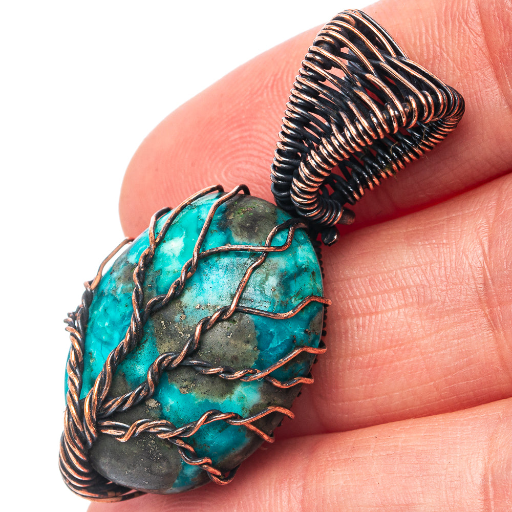 Turquoise Tree of Life Pendant 1 5/8" (Oxidized Copper)