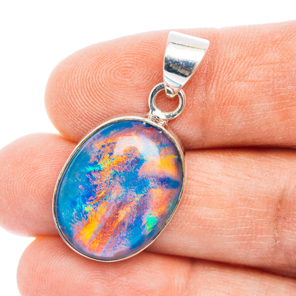 Aurora Opal Pendant 1 3/8" (.925 Sterling Silver)