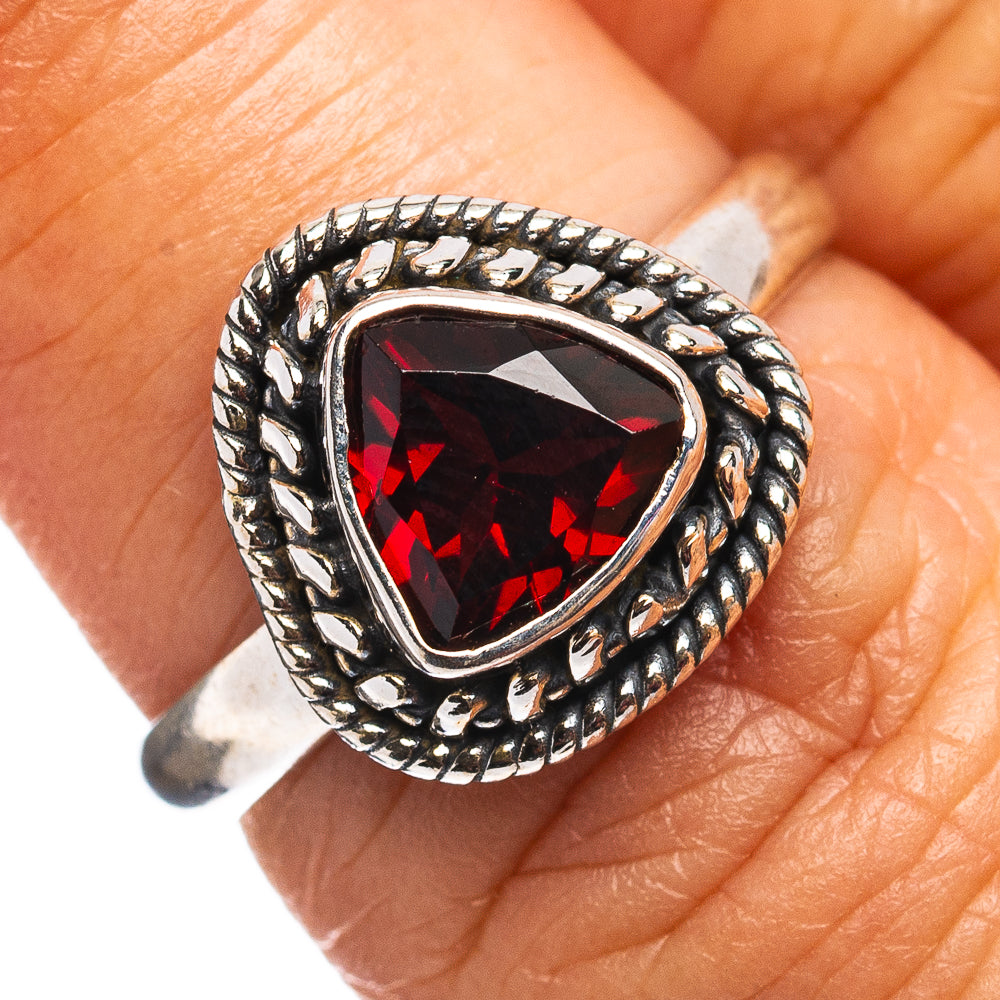 Garnet Ring Size 6.5 (.925 Sterling Silver)