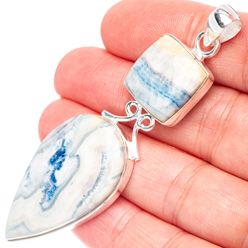 Large Blue Scheelite Pendant 2 7/8" (925 Sterling Silver) P44348