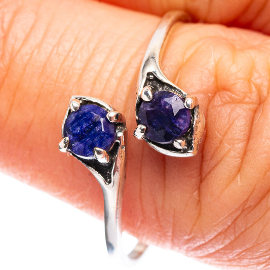 Blue gemstone ring in .925 sterling silver, faceted oval stone with prong setting