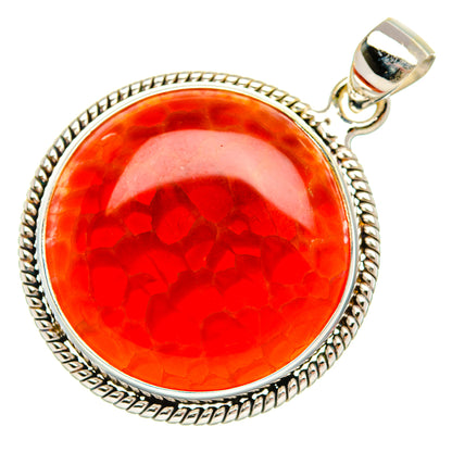 Fire Crab Agate Pendant 1 1/2" (925 Sterling Silver) PD38049