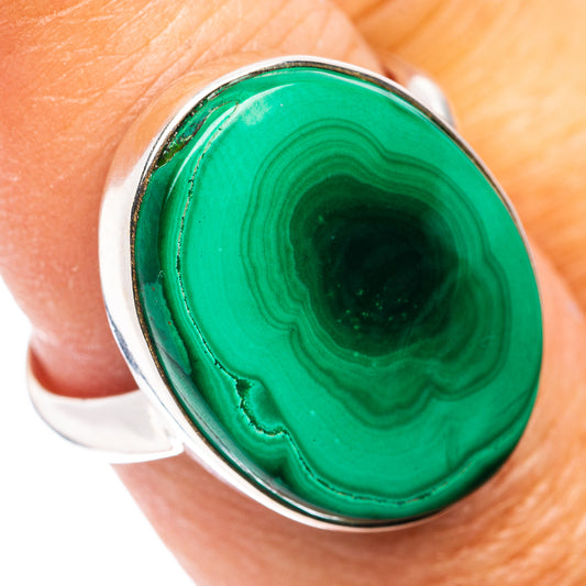 Premium Malachite Ring Size 8 Adjustable (.925 Sterling Silver)