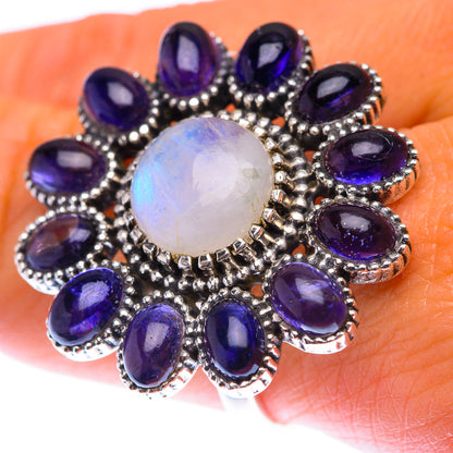 Large Rainbow Moonstone, Tanzanite Ring Size 9 (925 Sterling Silver) RING139988