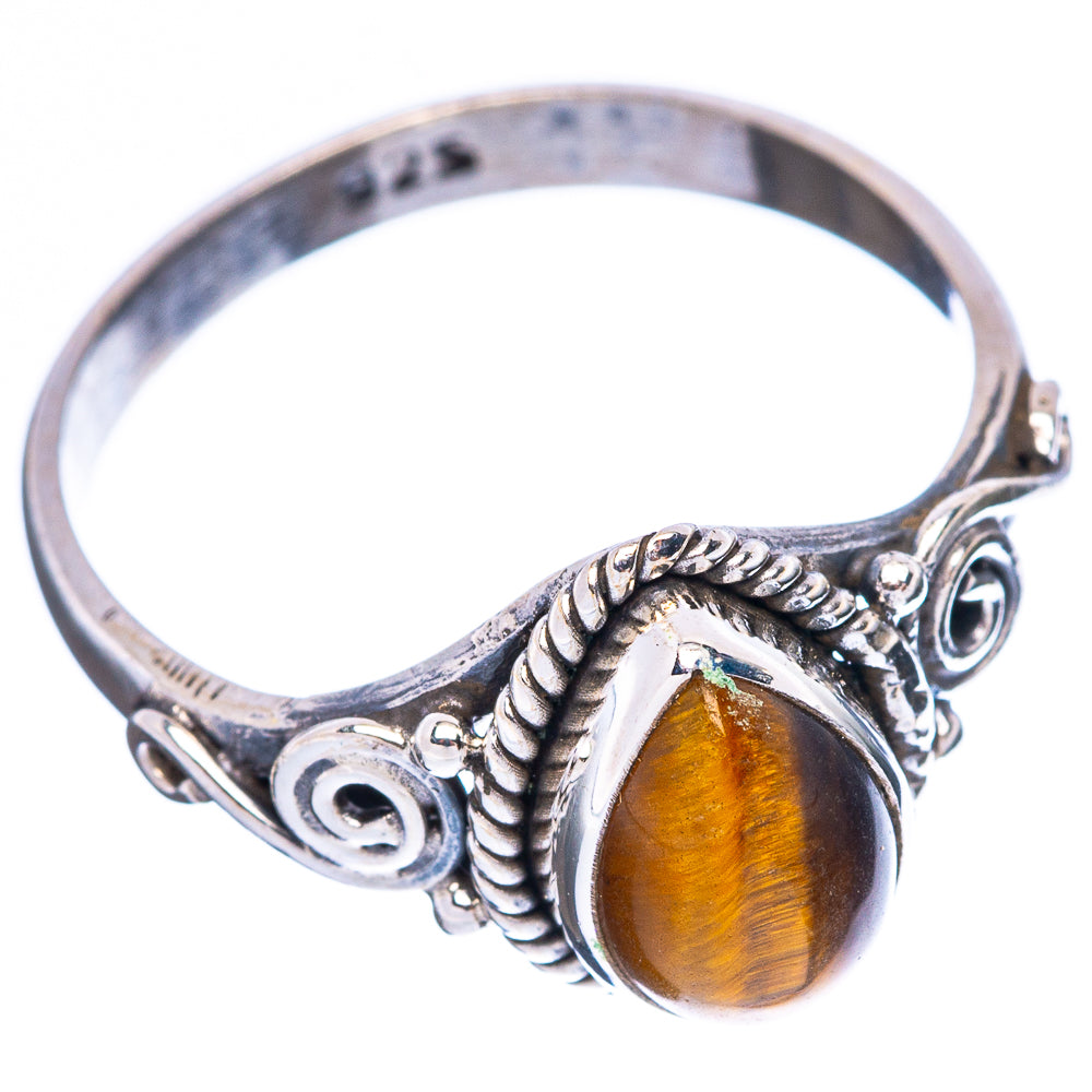 Tiger Eye Dainty Ring Size 8 (925 Sterling Silver) R5171