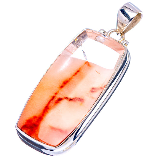Rectangular lodolite pendant with orange-red stone and .925 sterling silver bail