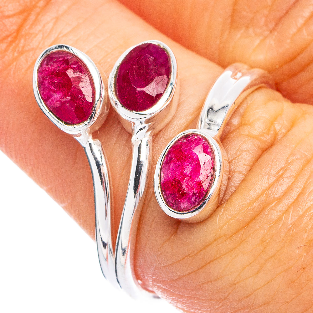 Dainty Red Sillimanite Ring Size 7.25 (925 Sterling Silver) R8659
