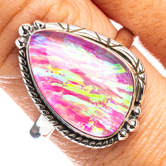 Pink Triplet Opal Ring Size 10 (.925 Sterling Silver)