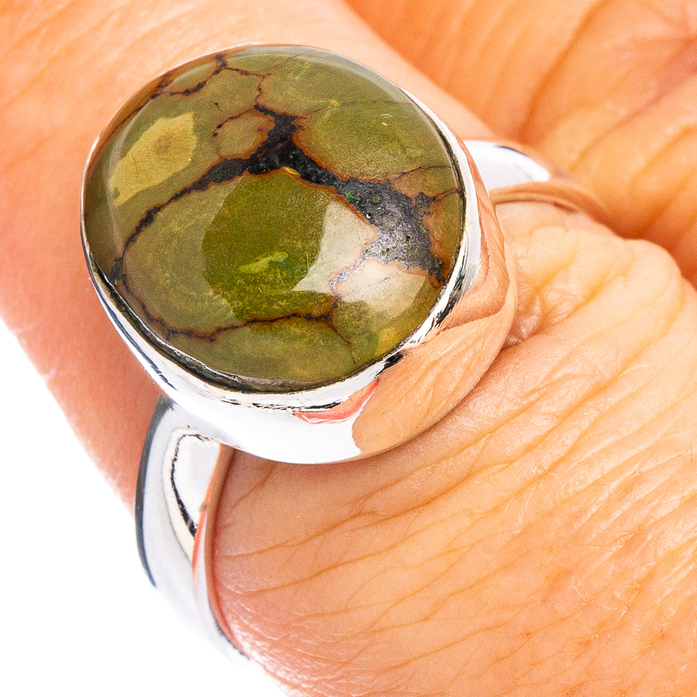Hebei Spiderweb Turquoise Ring Size 8 (.925 Sterling Silver)
