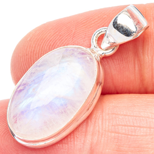 Rainbow Moonstone Pendant 1 1/4" (925 Sterling Silver) P44154