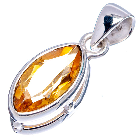 Sterling silver oval pendant with faceted citrine gemstone and top bail