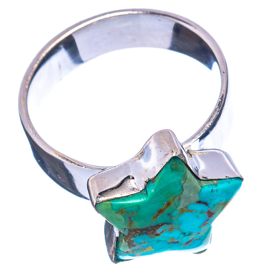 Turquoise star ring with .925 sterling silver band, full side view