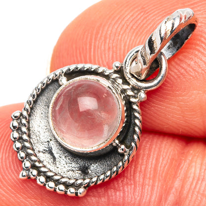 Rose Quartz Dainty Pendant 7/8" (.925 Sterling Silver)