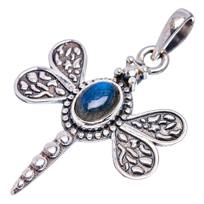 Labradorite Dragonfly Pendant 1 3/8" (.925 Sterling Silver)