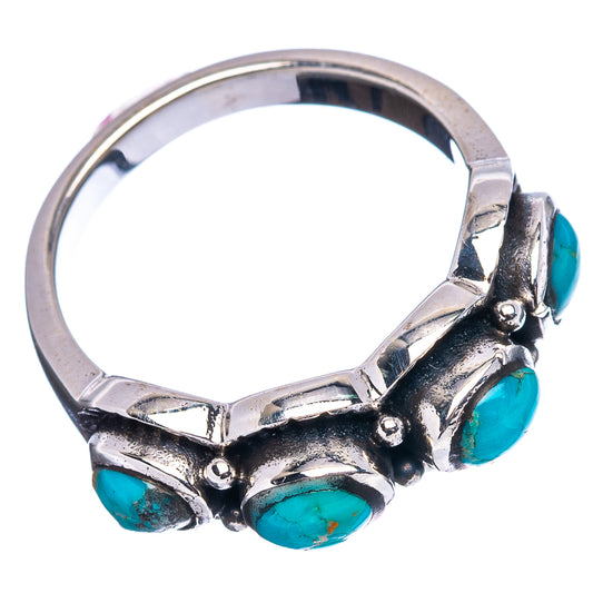 Sterling silver turquoise ring with three round cabochons on split band, size 6.5