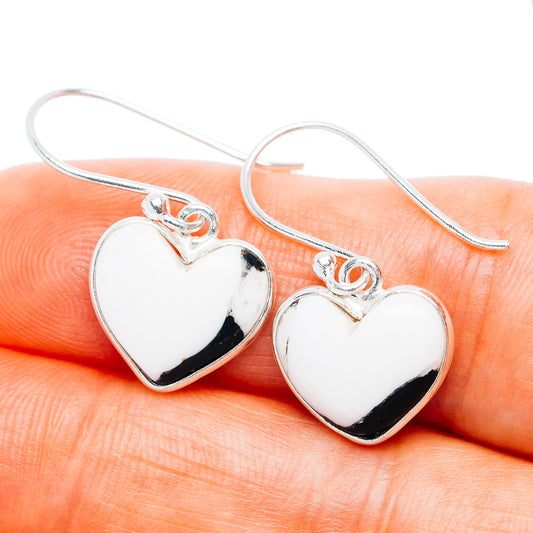 White Buffalo Turquoise Earrings 1 1/8" (.925 Sterling Silver)